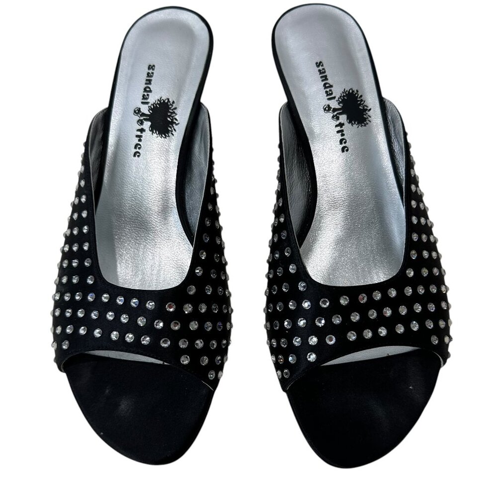 (11-245) Women's Sandal Tree Black & Rhinestone Dress Shoe Sz 7